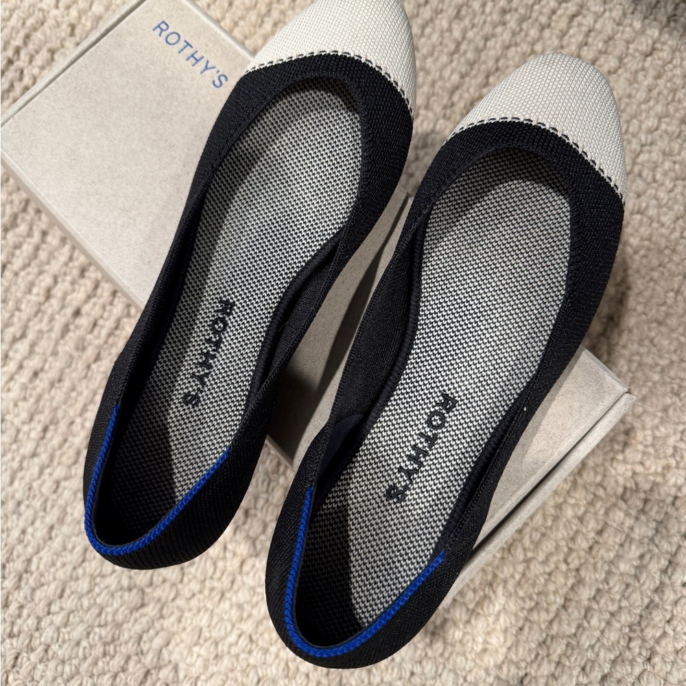 Rothy's Black and Cream Flats